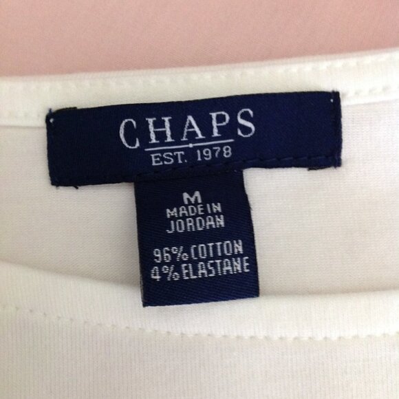 Chaps Long Sleeve Tee Pullover Striped Cotton Colorblock Women's Size Medium - Picture 3 of 4